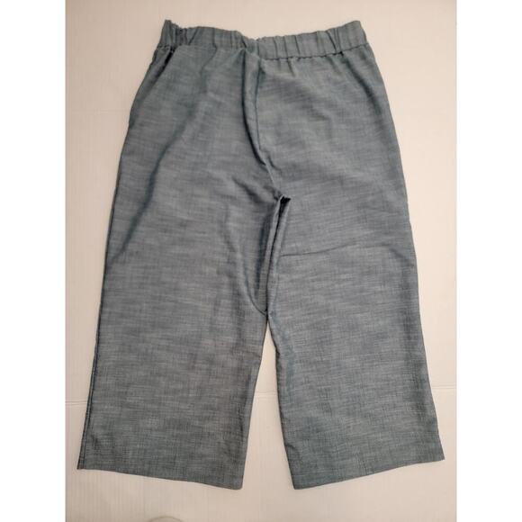 Nanette Lepore Pants Womens XL Wide Leg Culottes Gaucho Chambray Elastic Waist - Picture 9 of 10